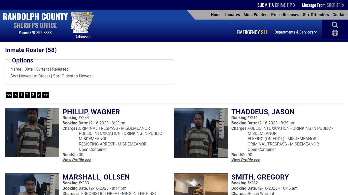 Inmate Roster (69) - Randolph County Sheriff's Office