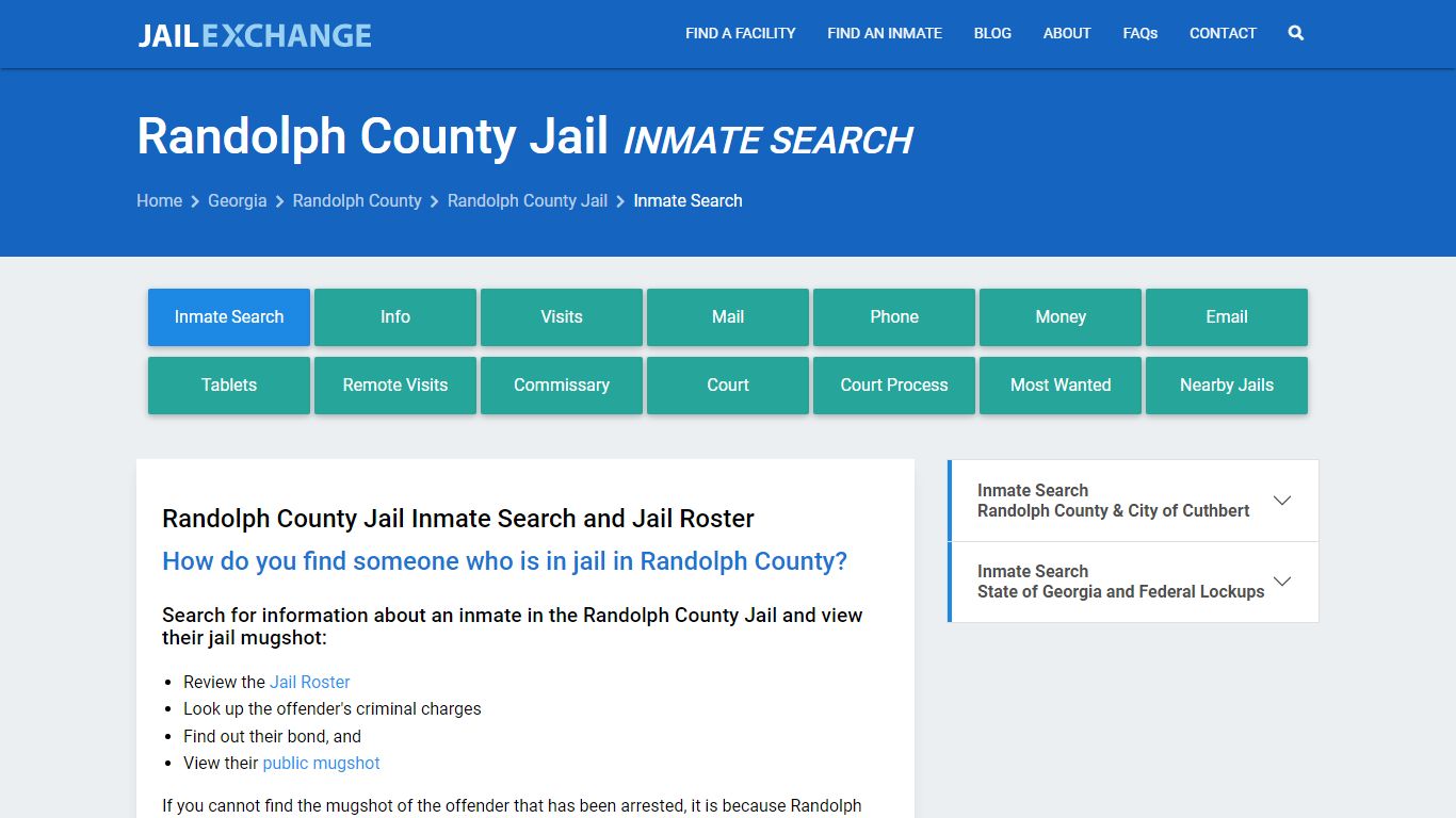 Inmate Search: Roster & Mugshots - Randolph County Jail, GA